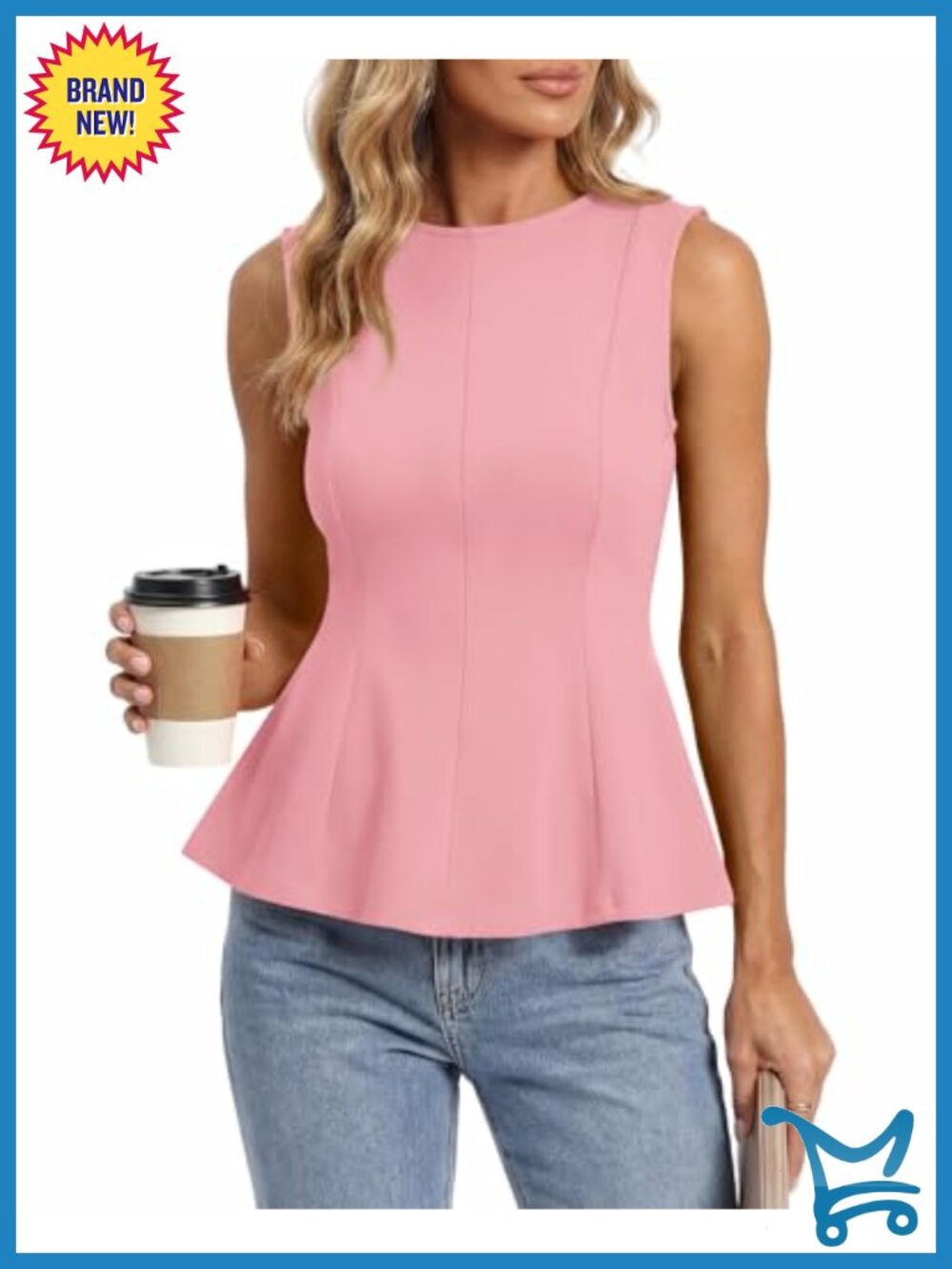 Women's Pleated Peplum Tank Top Sleeveless Slim Fit Casual Summer Top